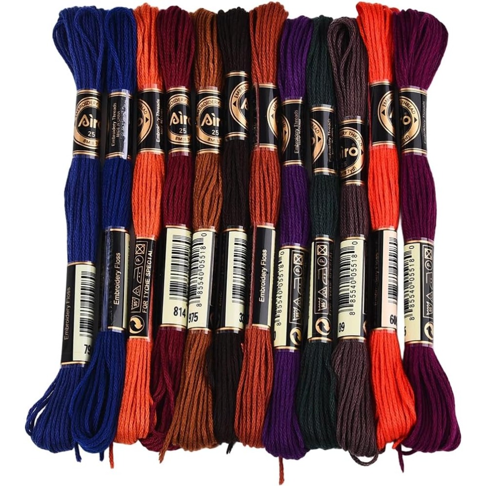 Embroidery Floss Thread - 12 Skeins 6 Strands Hand Variegated