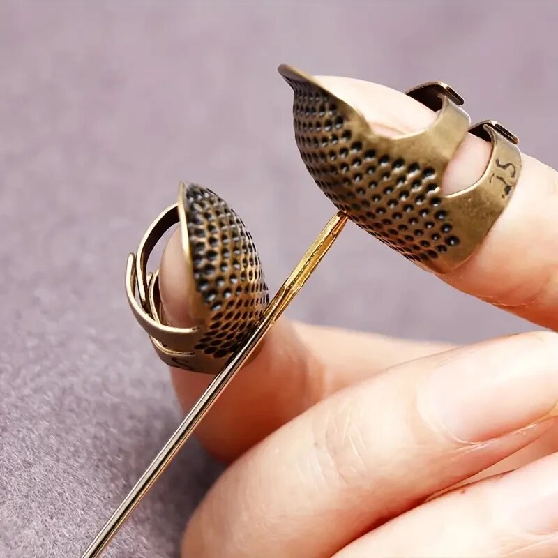Sewing Thimble Metal - Adjustable Vintage Sewing Thimble, Non-Slip Embroidery