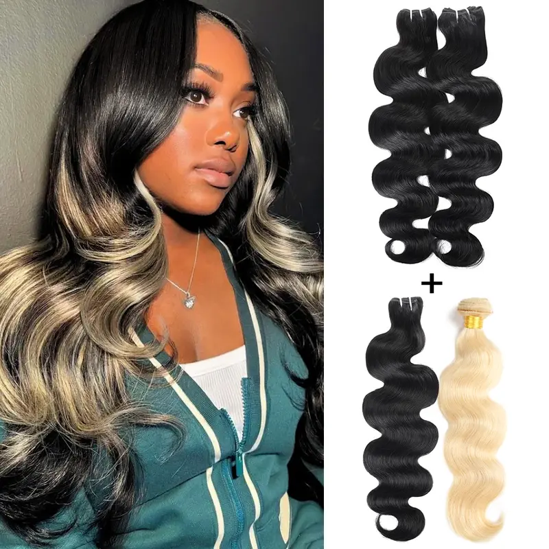 Sewing Lab - 1B/613 Blonde Body Wave Bundles Human