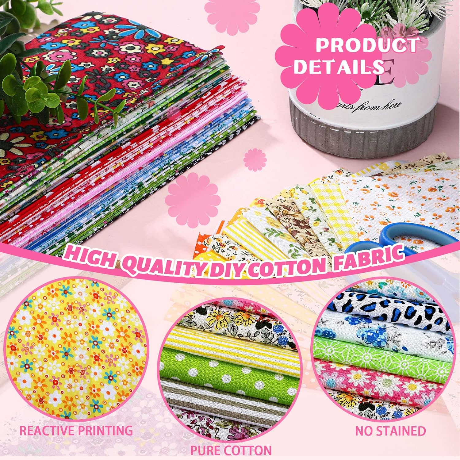 50PCS/100PCS 100% Cotton Fabri - Sewing Tweed ulasan dan harga