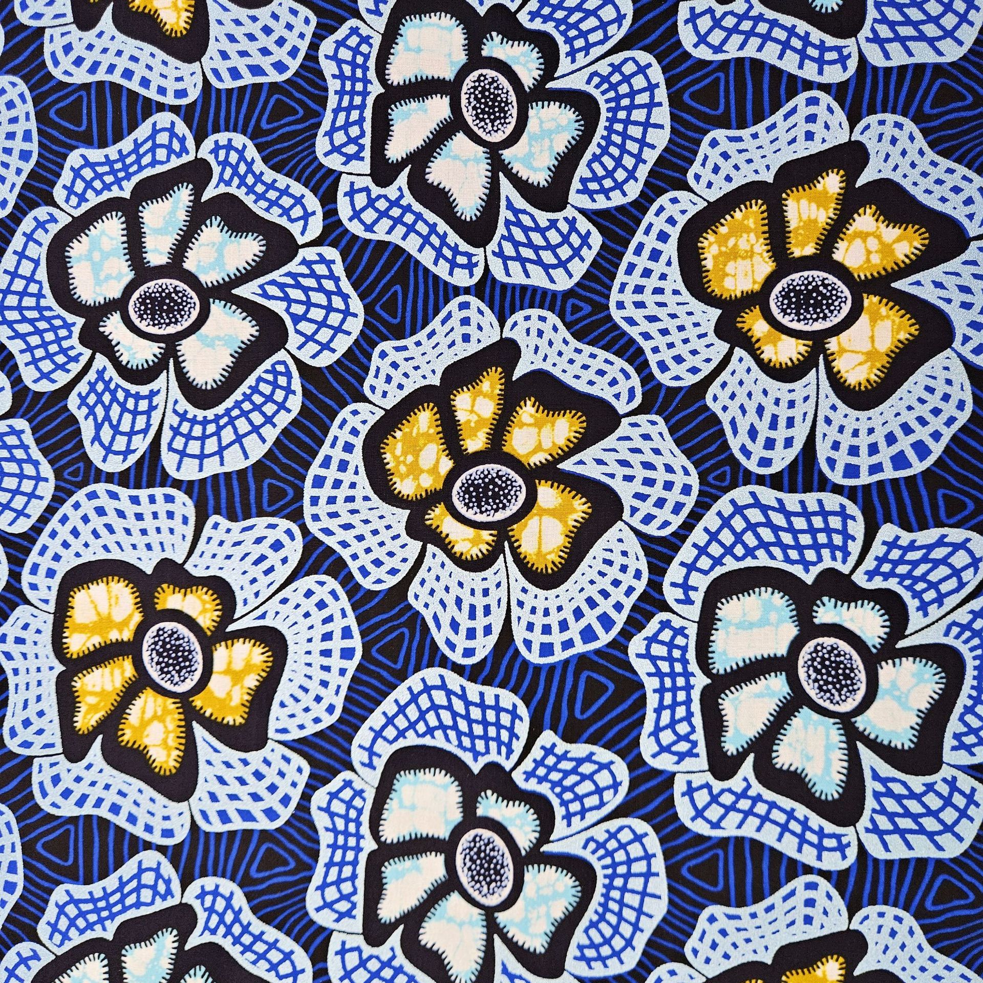 6Yards Long Blue Cotton Africa - Sewing Batik ulasan dan harga