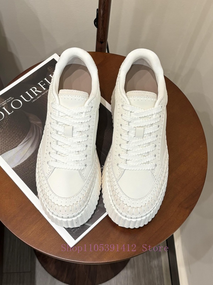 New Thick-Sole 8CM White Shoes - Sewing Cotton ulasan dan harga