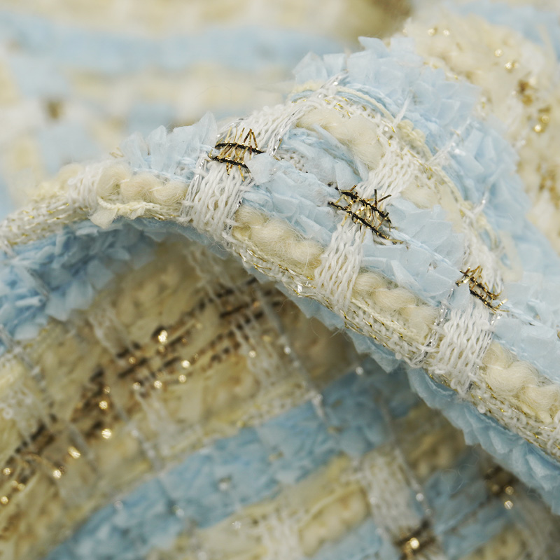 Blue Gold Interlace Plaid Twee - Sewing Tweed ulasan dan harga