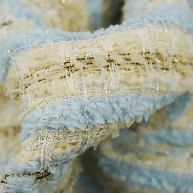 Blue Gold Interlace Plaid Twee - Sewing Tweed ulasan dan harga
