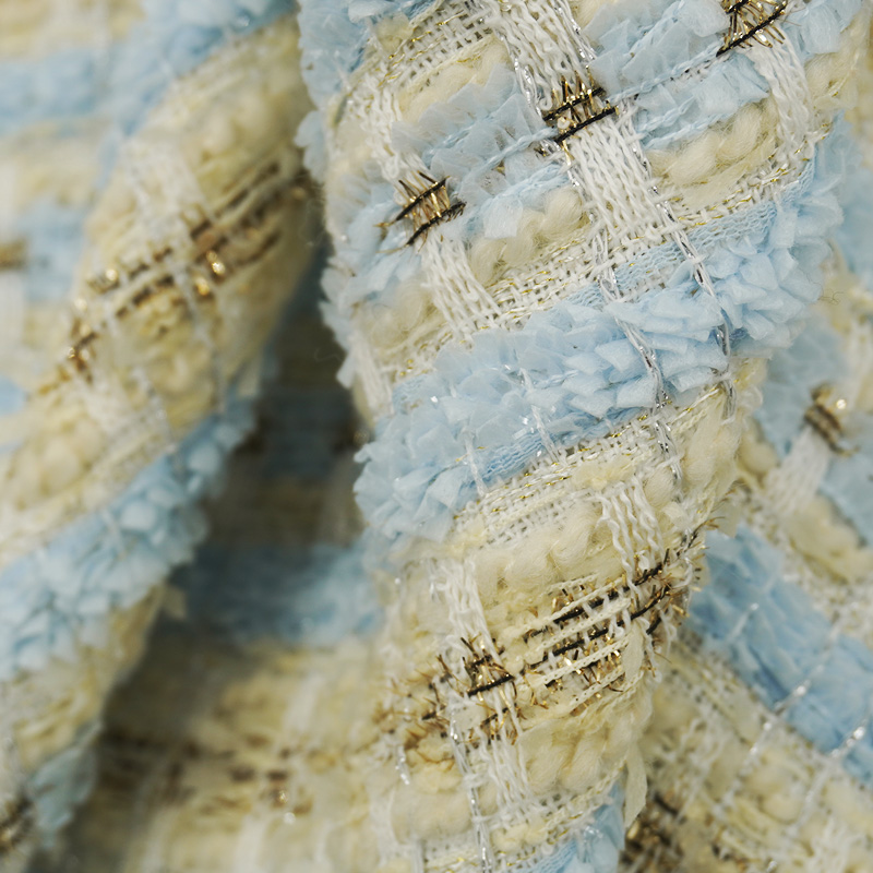 Blue Gold Interlace Plaid Twee - Sewing Tweed ulasan dan harga