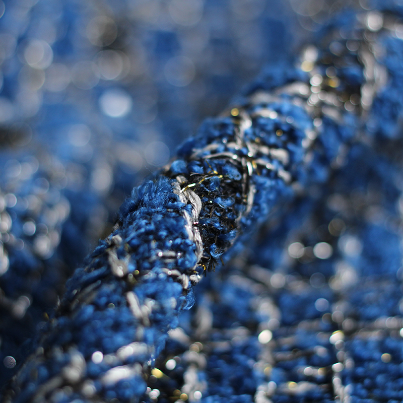 Blue Color Lattice Pattern Yar - Sewing Tweed ulasan dan harga