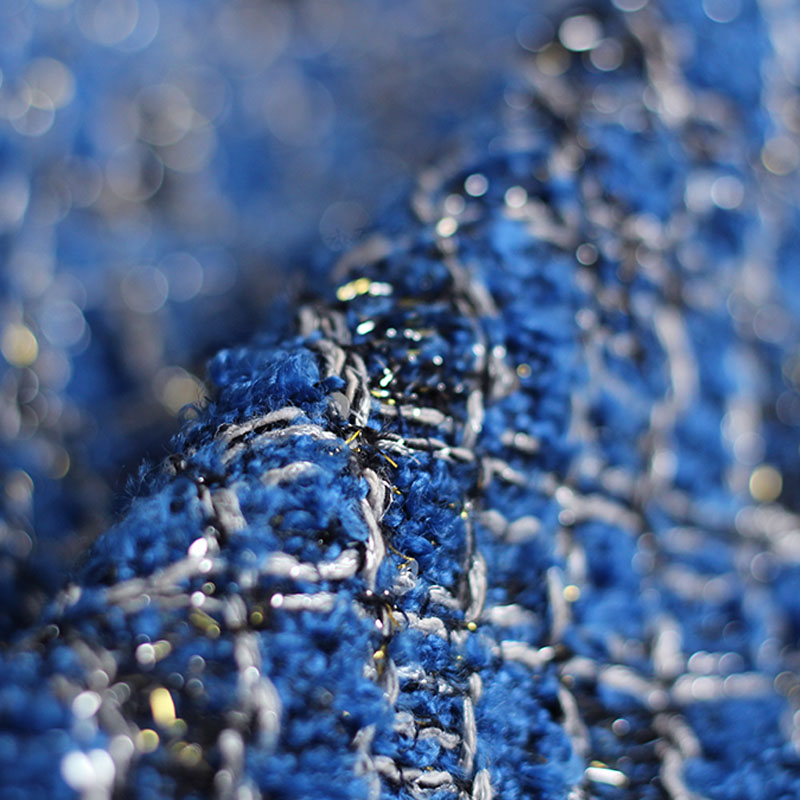 Blue Color Lattice Pattern Yar - Sewing Tweed ulasan dan harga