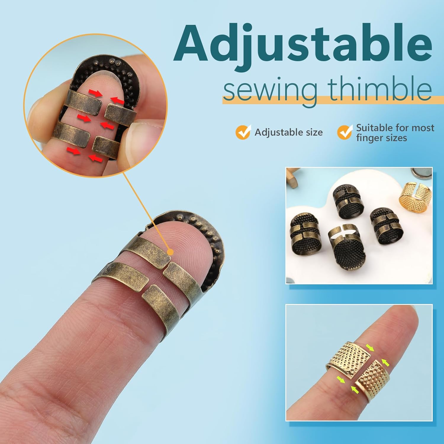 8PCS Sewing Thimble Kit for Ha - Sewing Thimble Metal ulasan dan harga