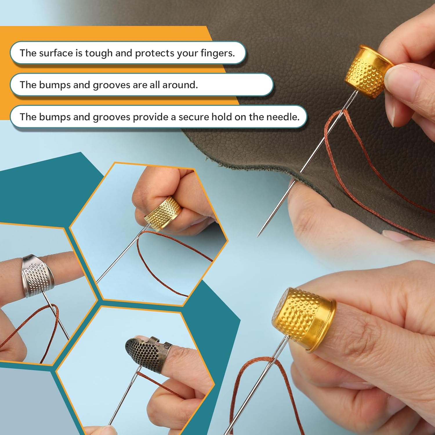 8PCS Sewing Thimble Kit for Ha - Sewing Thimble Metal ulasan dan harga