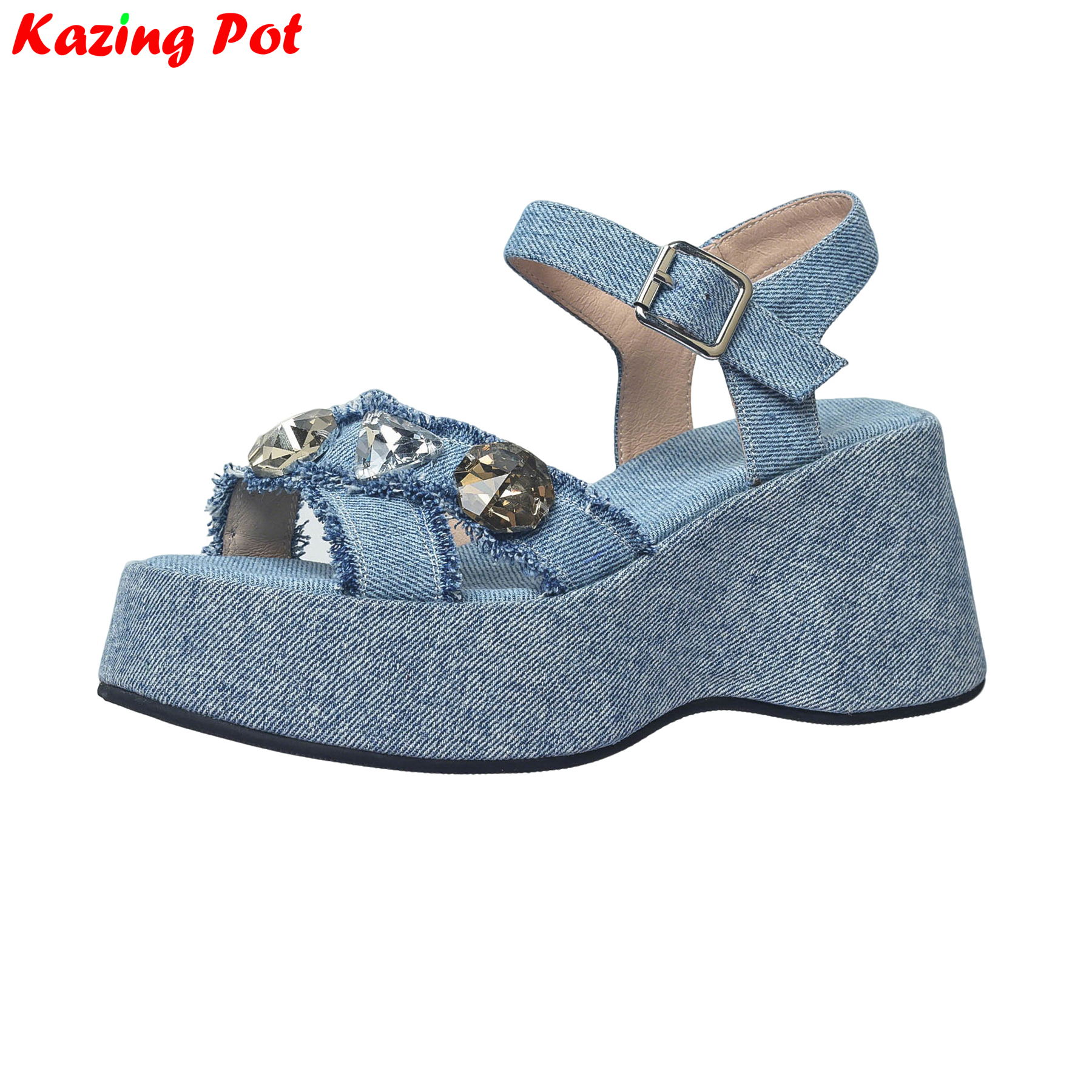 Krazing Pot Denim Peep Toe Pla - Sewing Fabric ulasan dan harga