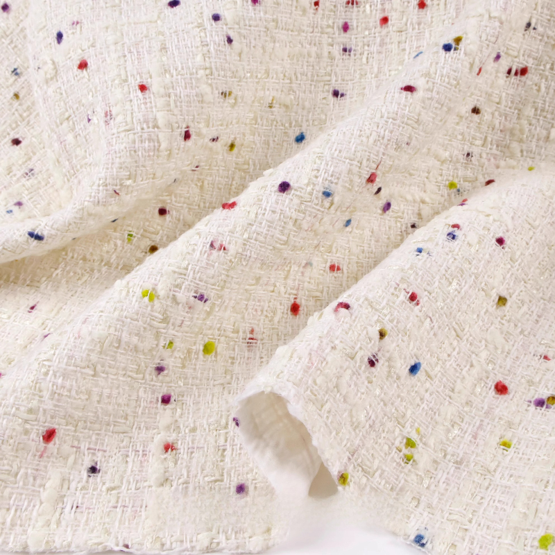 Creamy White 3D Grid Colorful  - Sewing Tweed ulasan dan harga