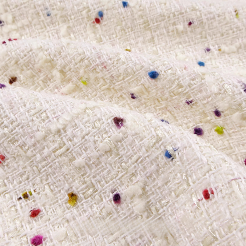 Creamy White 3D Grid Colorful  - Sewing Tweed ulasan dan harga