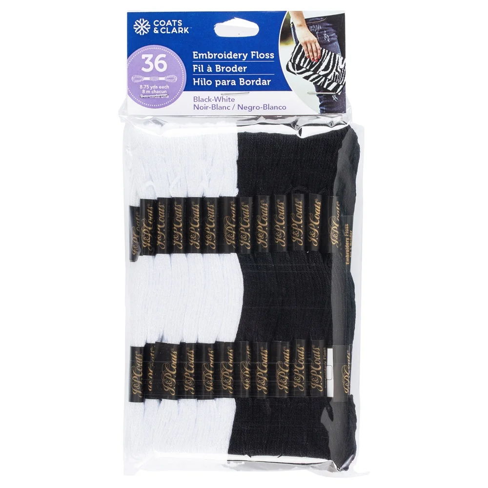 36 Skeins Black White Embroide - Embroidery Floss Thread ulasan dan harga