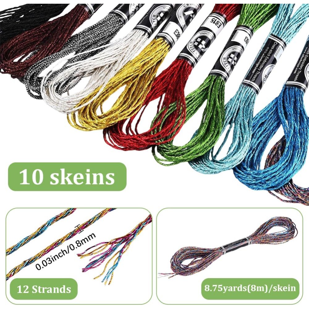 10 Skeins 10 Colors Metallic E - Embroidery Floss Thread ulasan dan harga