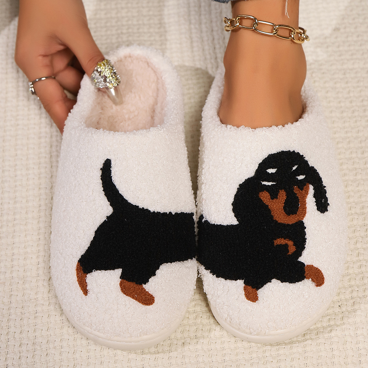 Winter Plush Cute Dachshund Em - Sewing Fabric ulasan dan harga